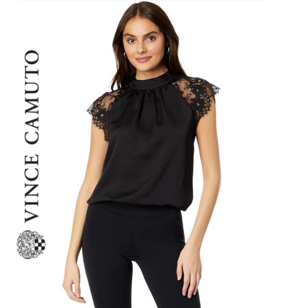 Vince Camuto Lace Cap Sleeve Blouse